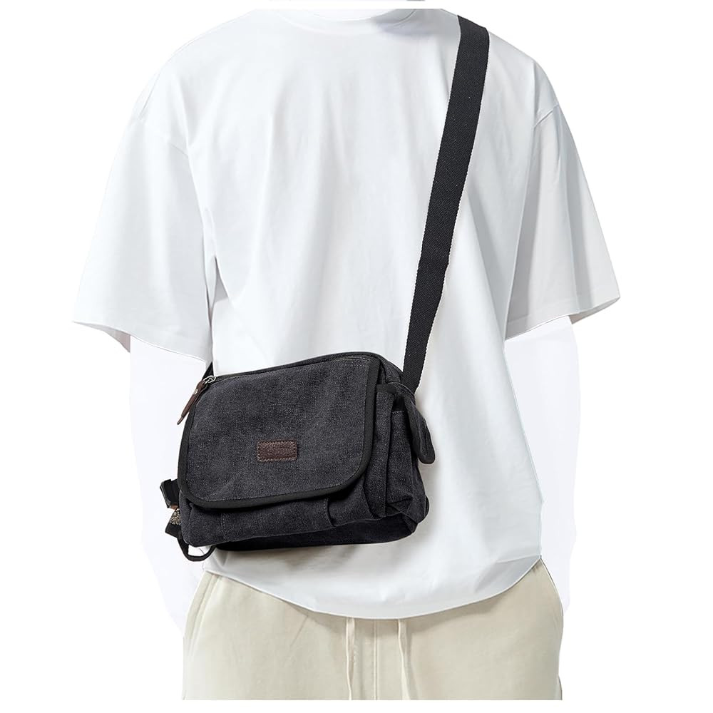 Messenger Bag for Men, Crossbody Bag Aesthetic, Water Resistant Unisex Classic Canvas Shoulder Bag