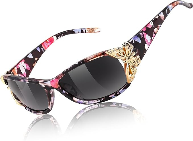 FEISEDY Trendy Polarized Y2K Sunglasses Wrap Around Butterfly Design Fashion Sunnies UV400 Protection B0078