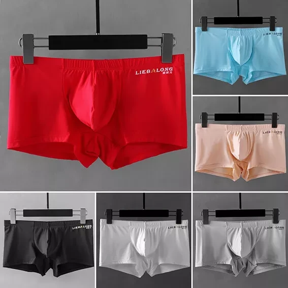 Mens Underwear Boxer Briefs Ice Silk Shorts Panties Bulge Pouch Underpants*"
