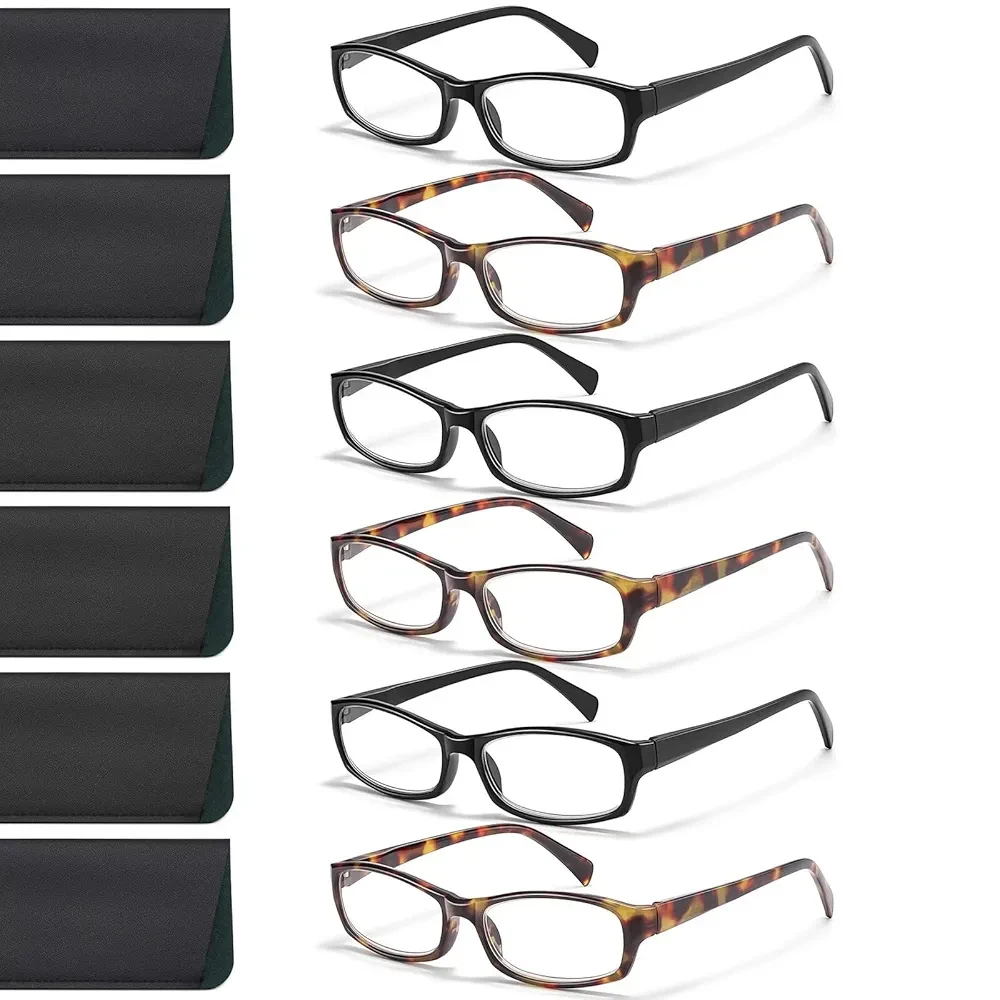 Gaoye Reading Glasses for Men, 6 pack Fashion Readers for Men Women Spring Hinge Eye Glasses, Blue Light Reading Glasses (*C2 Mix Color, 1.75)