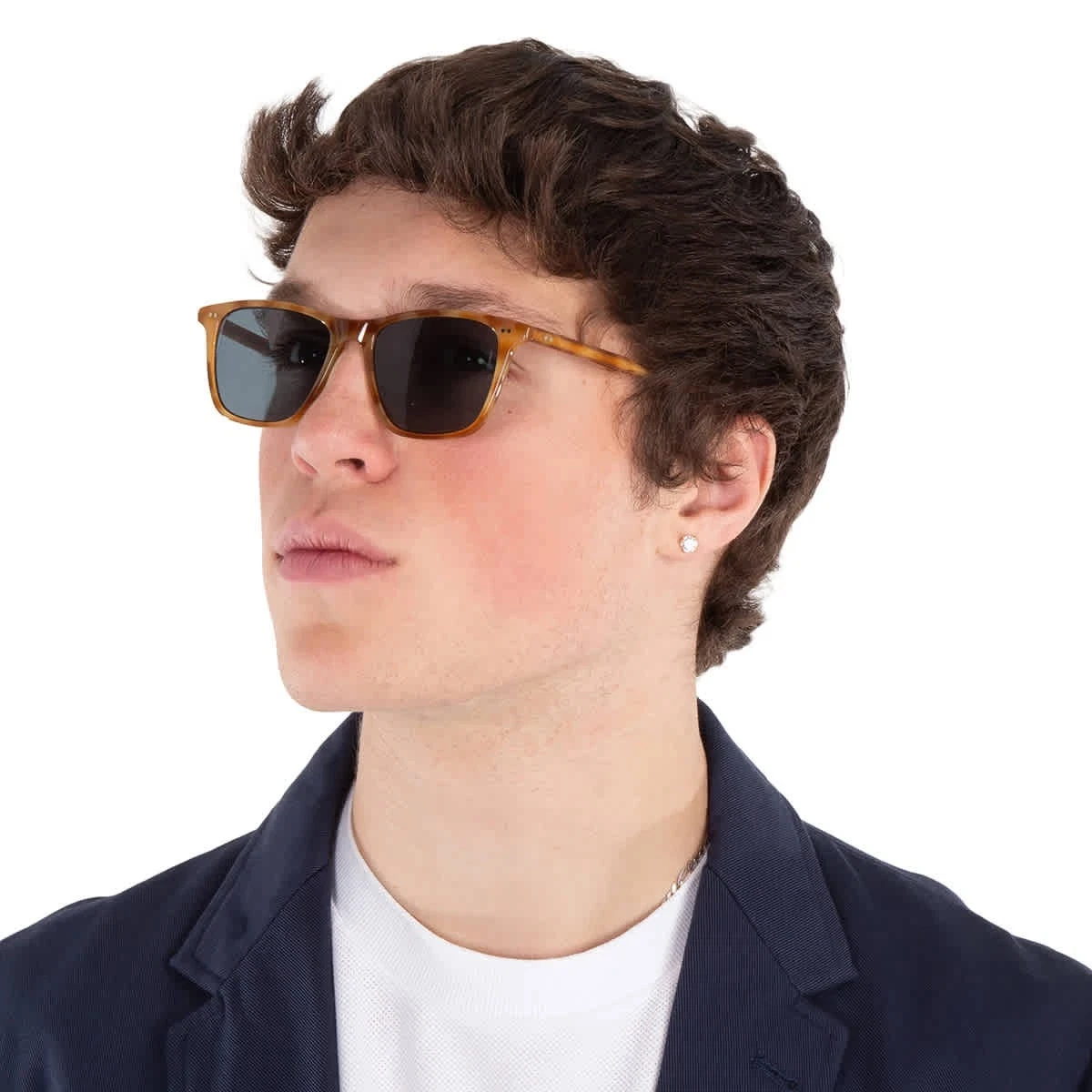 Garrett Leight HAYES SUN Pure Blue Smoke Polarized Square Sunglasses 2141