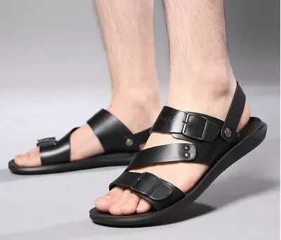 Men Outdoor Casual Sandals Strap Flat Sandals Summer Flip Flop Lightweight Shoes