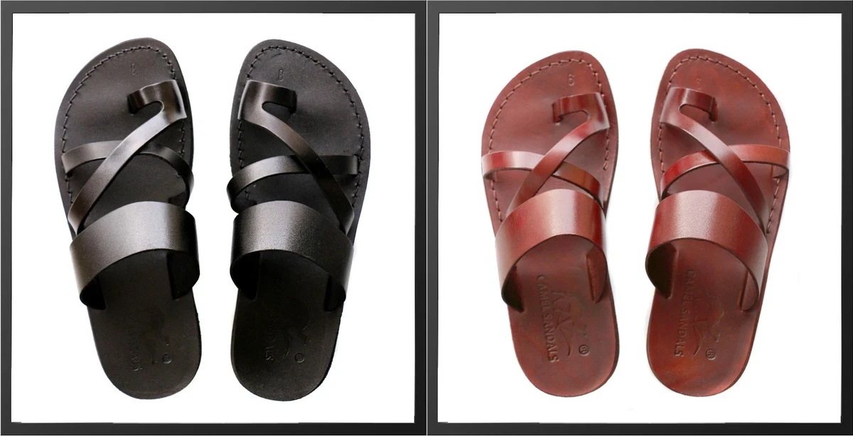 Biblical Jerusalem Sandals Men's Natural Genuine Leather Handmade US Size 5-16
