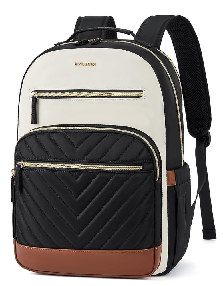 BOSTANTEN 15.6 Inch Laptop Backpack for Women- College Teacher Computer Bag Travel Backpack Purse Brown＆Black