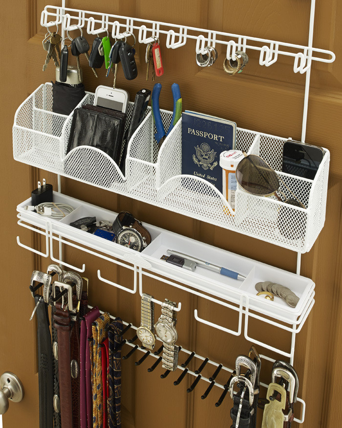 Longstem Men's Hanging Tie Rack Belt Accessory Closet Organizer Valet 9300 White