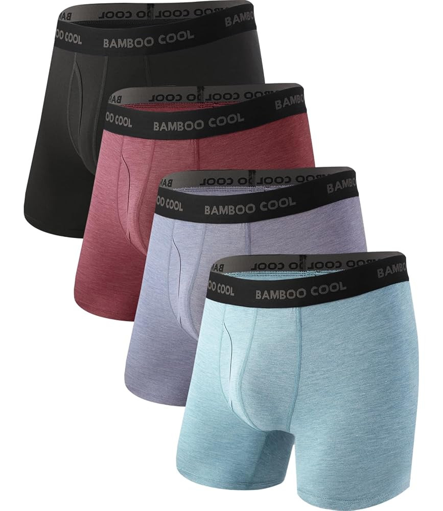 BAMBOO COOL Men's Ultra Breathable Underwear,No Riding Up Boxer Briefs with ComfortFlexible Waistband,Multipack