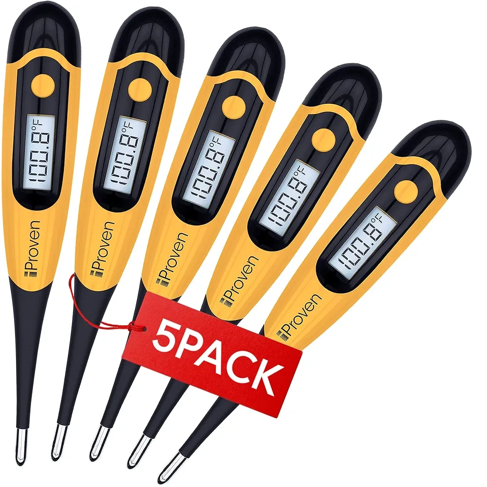 iProven Pet Thermometer (Termometro) for Accurate Fever Detection, Suitable for Cats/Dogs, Waterproof Pet Thermometer, Fast and Accurate Measurements in 20 Seconds - DT-K117 (5 Packs)