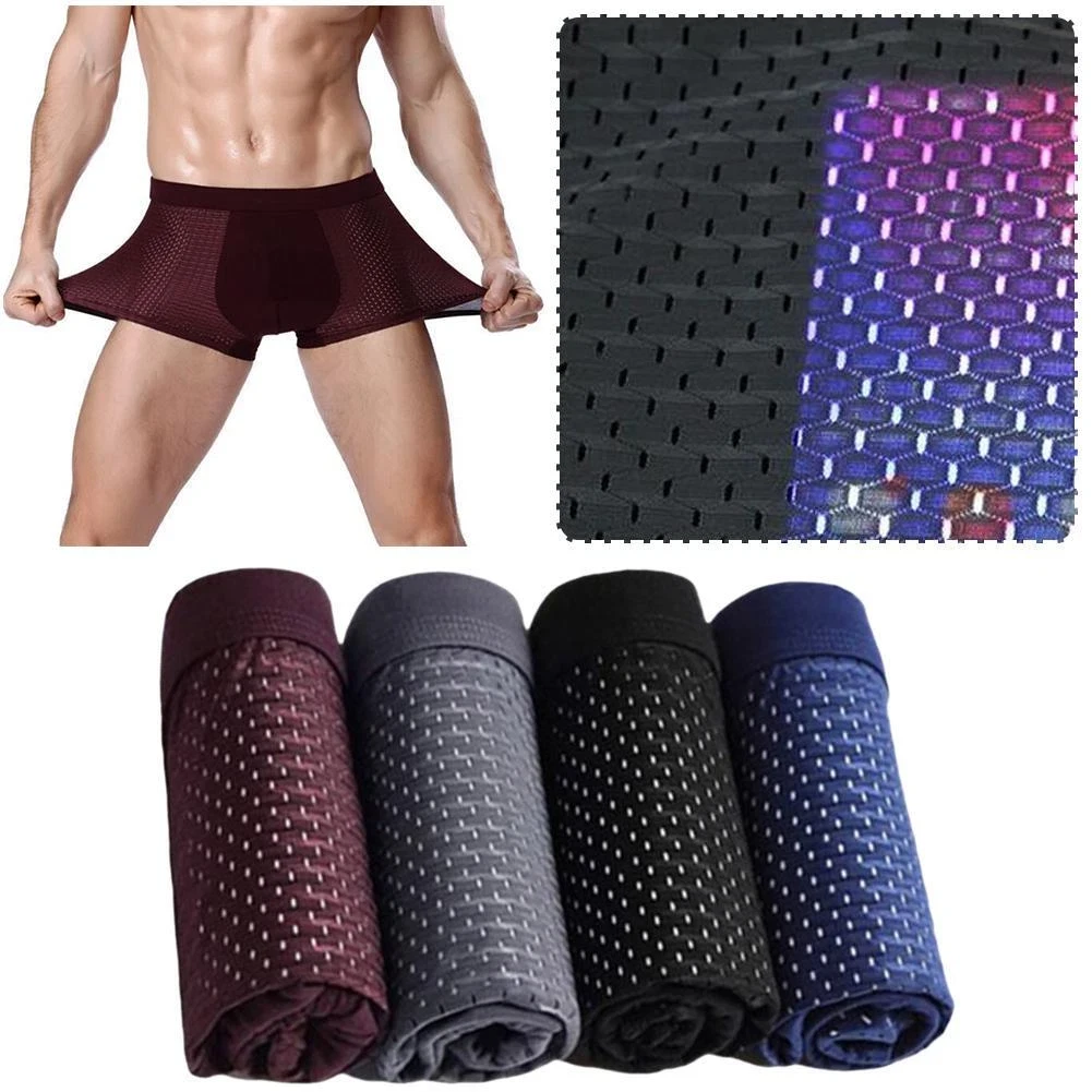 4PCS Boxhero Bamboo Fiber Boxer Briefs Underwear Bamboo fiber Boxer Shorts Men's