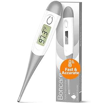 Boncare 10 Seconds Digital Thermometer for Adults and Kids - Accurate & Safe Rectal Thermometer for Baby with Fever Alarm, Oral Thermometer FSA HSA Eligible (Gray)