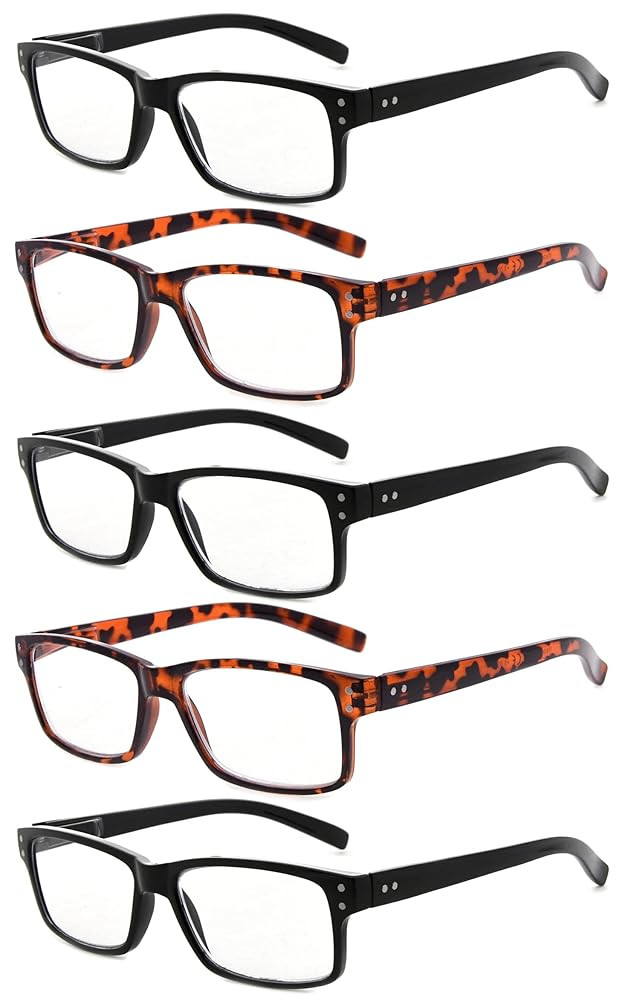 Eyekepper Vintage Reading Glasses for Men - 5 Pack Spring Hinges Classic Readers