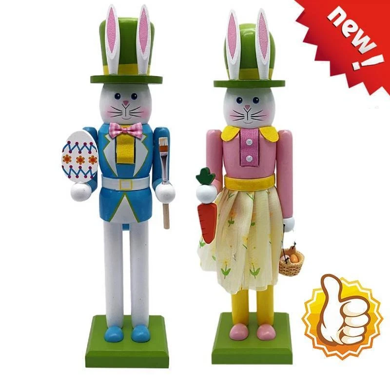 Easter Bunny Nutcracker Decor Easter Decoration Wooden Nutcracker Figur e
