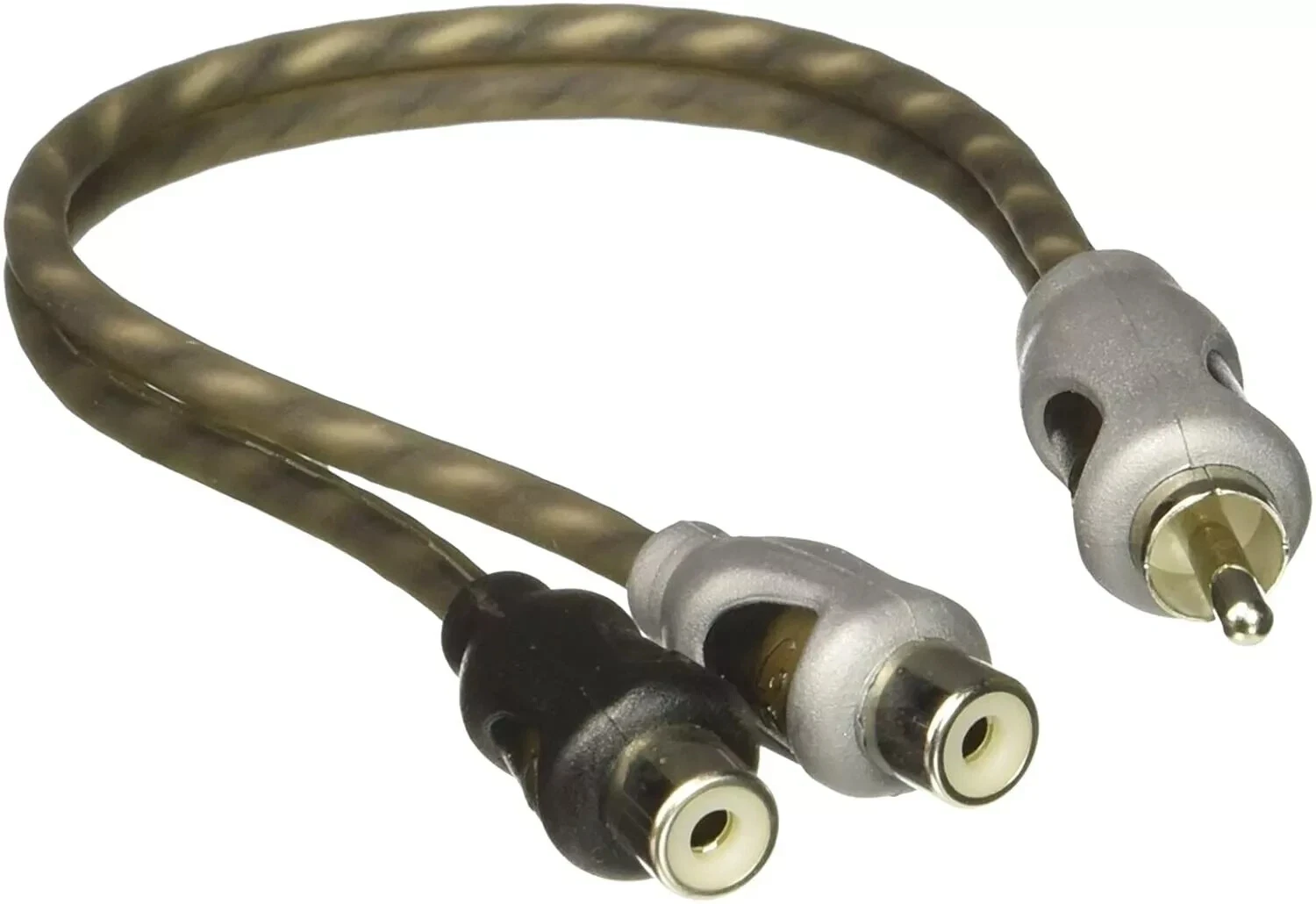 Rockford Fosgate RFIY-1M Twisted Pair Y Adapter 1 Male to 2 Female Woven Shield