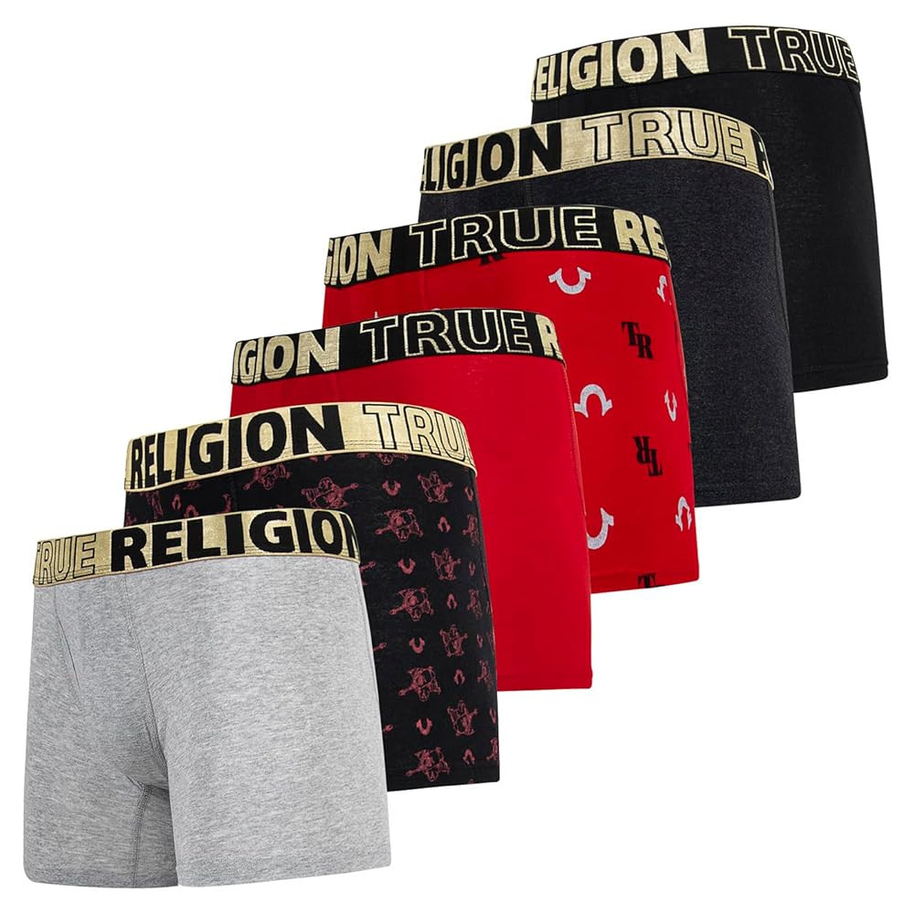 True Religion Mens Boxer Briefs Cotton Stretch Underwear for Men Pack of 6