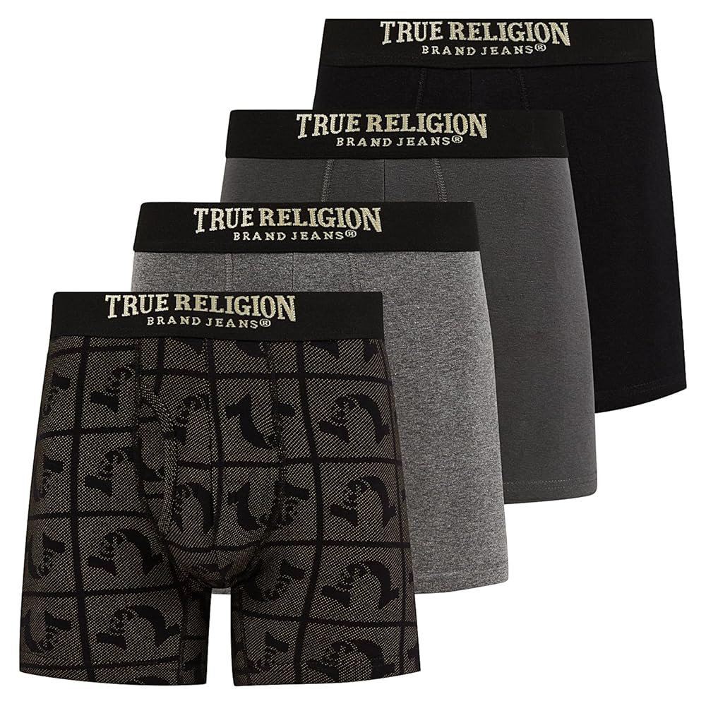 True Religion Mens Boxer Briefs Cotton Stretch Underwear for Men Pack of 4