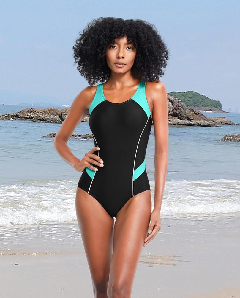 Tempt Me Women One Piece Swimsuits Athletic Racerback Swimwear Training Exercise Slimming Bathing Suit