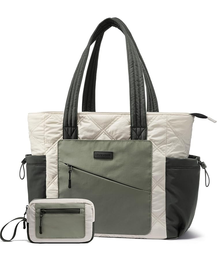 LOVEVOOK Tote Bag for Women, Puffer Bag and Work Bags with Zipper for Travel, Daily, School, Quilted Nurse Shoulder