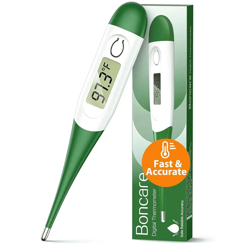 Boncare 10 Seconds Oral Thermometer for Adults and Kids - Accurate & Safe Rectal Thermometer for Baby with Fever Alarm, Digital Thermometer FSA HSA Eligible (Dark Green)