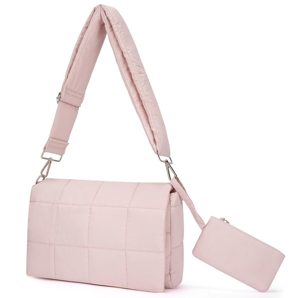 CLUCI Puffer Shoulder Bag Puffy Crossbody Purse for Women Middle Tote Bag Lightweight Cotton Padded Hobo Handbag