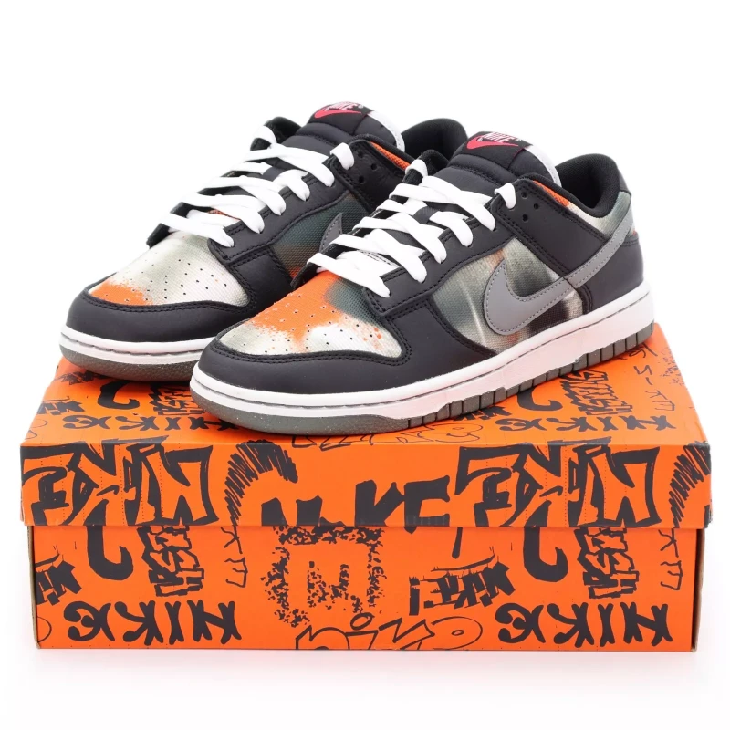 Nike Dunk Low Graffiti Black Red Grey Orange Tie-Dye Khaki (Men's)