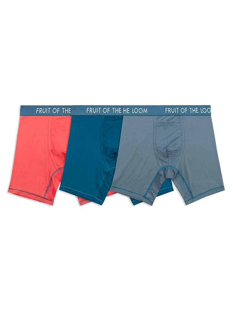 Fruit of the Loom Men's Getaway Boxer Briefs, Lightweight Breathable Fabric, Quick Dry & Odor Control
