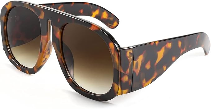 FEISEDY Retro Trendy Avaitor Sunglasses for Women Men Oversized Vintage 70s 80s Sunglasses Flat Top Shield Shades B2745