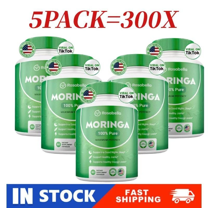 Rosabella Moringa Leaf Powder Capsules 800mg of Pure Nutrient 300Cou n t