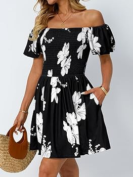 Womens Beach Dresses 2025 Strapless Floral Casual Spring Summer Vacation Sundresses Boho Flowy Outfits
