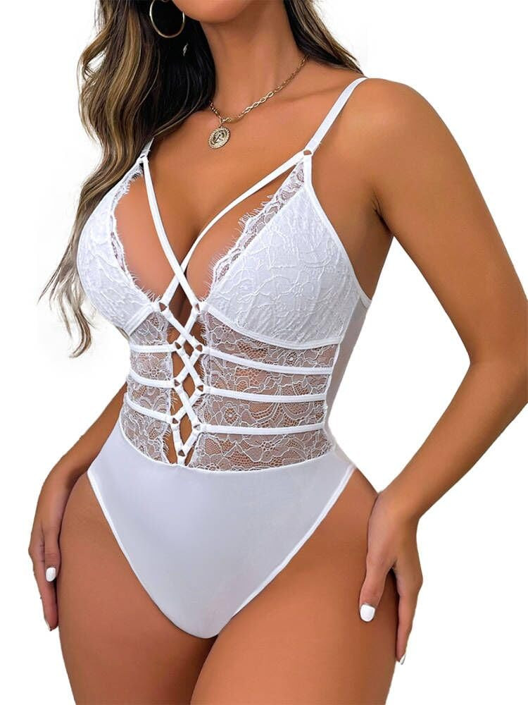 Women Sexy Bodysuit One Piece Babydoll Lingerie Lace Teddy Negligee