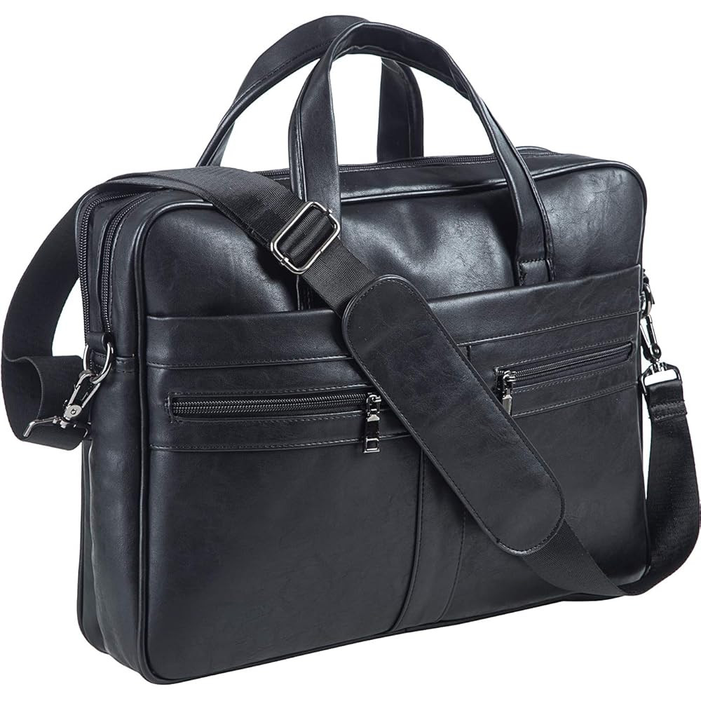 seyfocnia Men's Leather Messenger Bag, Laptop Briefcase Business Satchel Computer