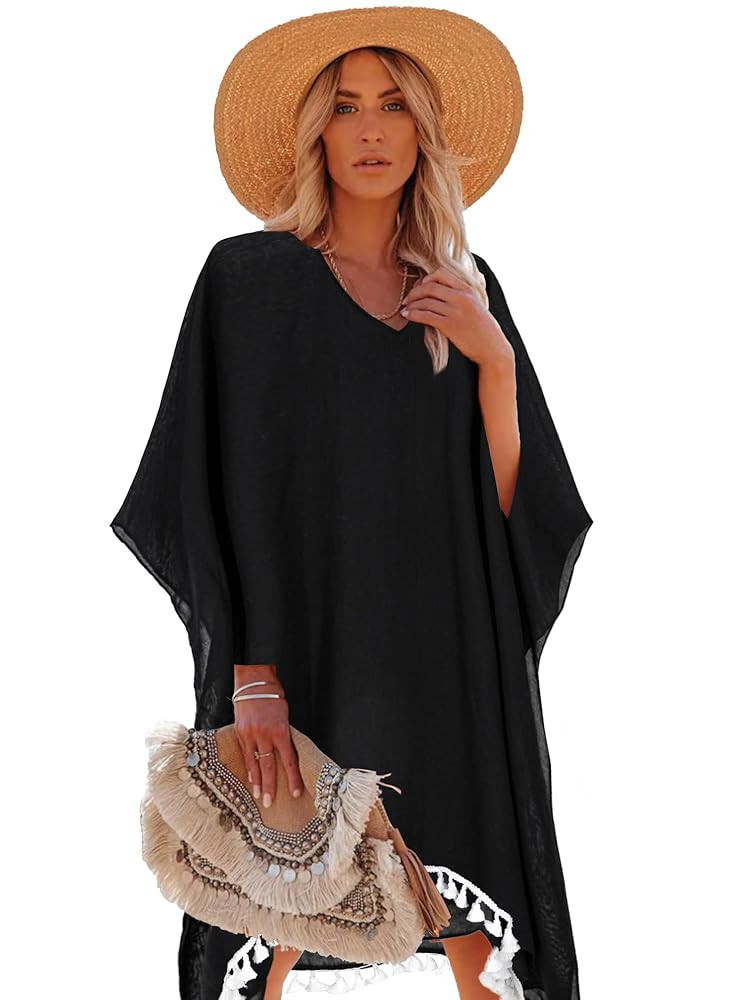 Moss Rose Women's Swimsuit Cover up Beach Kaftan for Bathing Suit with Floral Pattern