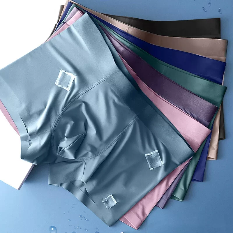 Men Ice Silk Boxer Shorts Briefs Seamless Comfy Trunks Underpants Underwear HOT