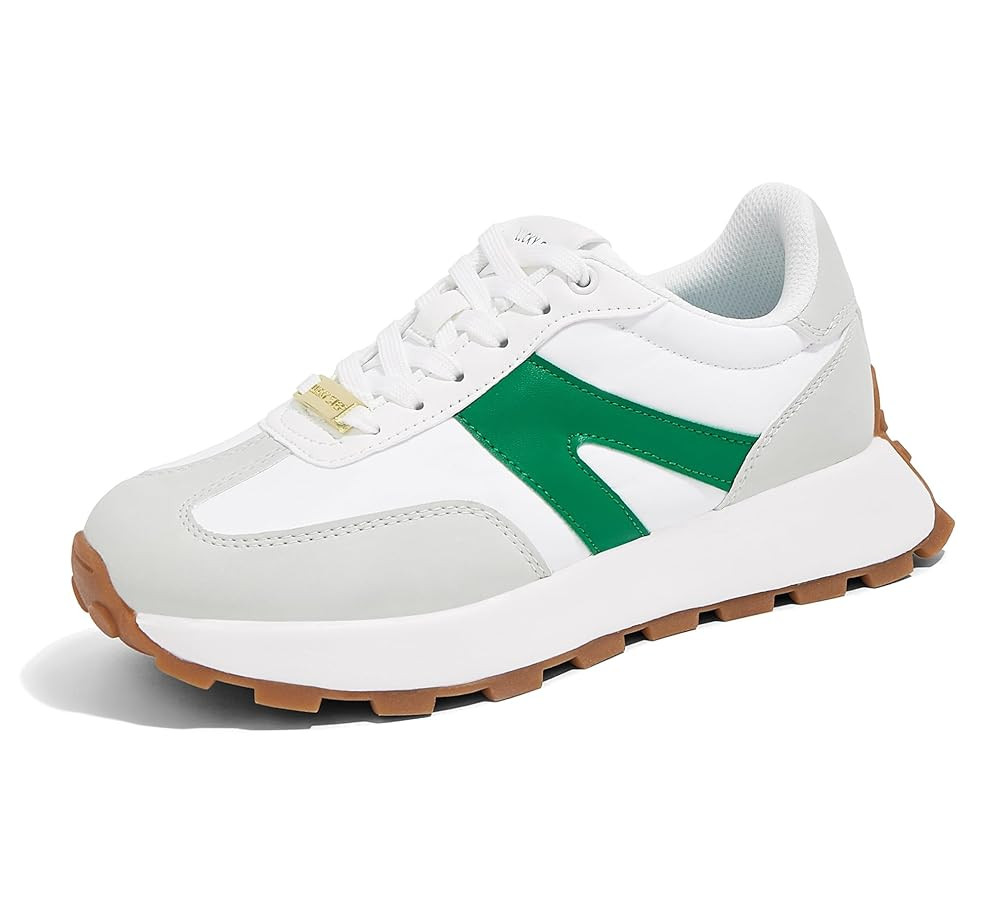 LUCKY STEP Women's Platform Fashion Sneakers Retro Classic Trainers Casual Lace-up Stylish Tennis Running Walking Shoes