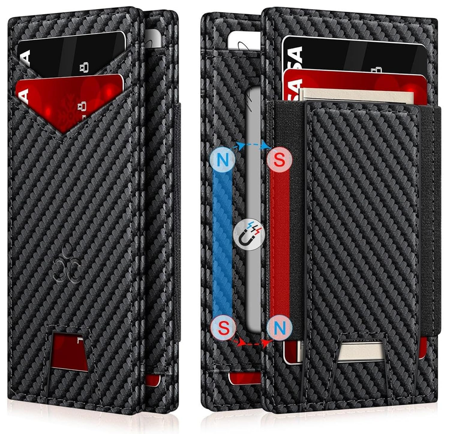 Wallet for Men Slim Leather Wallets for 9-13 Cards, RFID Blocking Thin Card Holder Wallet with ID Window & Stretchable Cash Slot, Minimalist Bifold Small Wallet for Front Pocket, Birthday Gift for Men