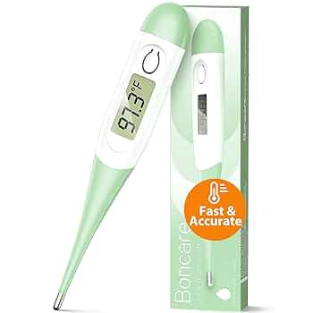 Boncare 10 Seconds Digital Thermometer for Adults and Kids - Accurate & Safe Rectal Thermometer for Baby with Fever Alarm, Oral Thermometer FSA HSA Eligible (Light Green)