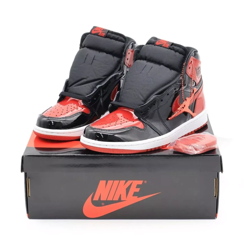 Nike Air Jordan 1 Retro High OG Patent Bred Varsity Red Black (Men's)