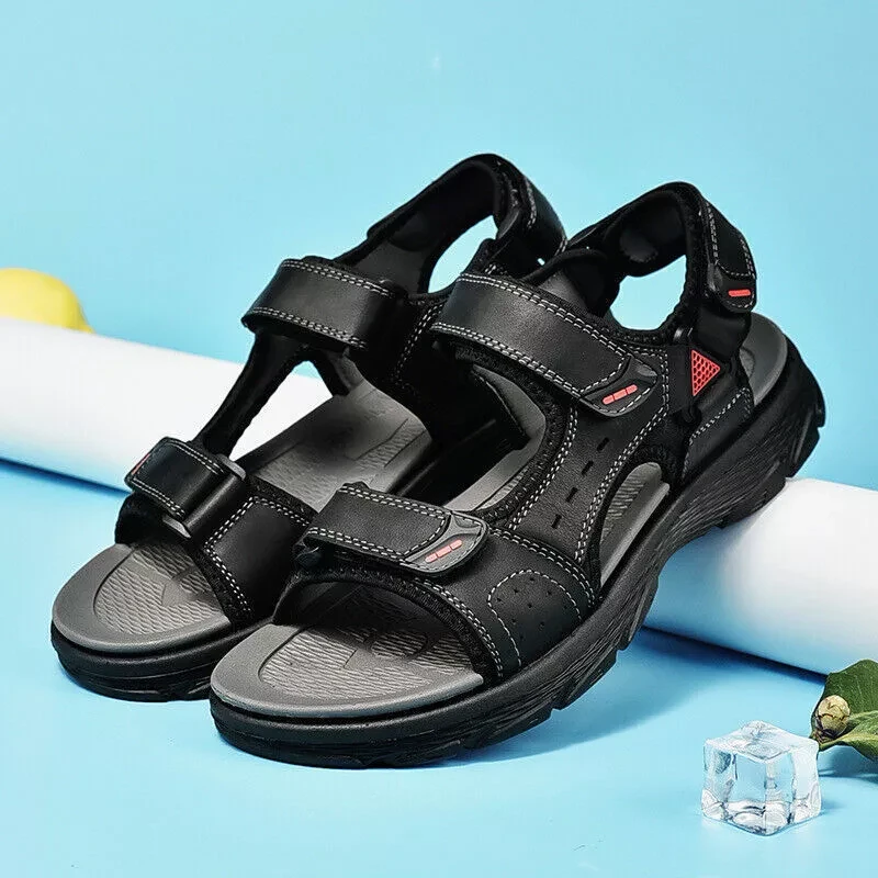 Men Leather Sandals Summer Open Toe Sandles Sport Sandal Hiking Casual Shoes New