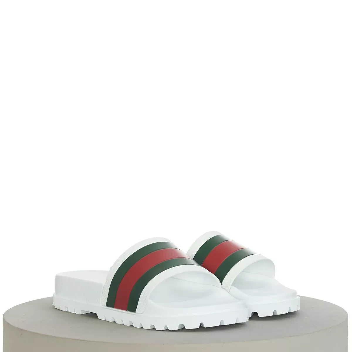 GUCCI 400$ Men's Web Slide Sandal - White Rubber