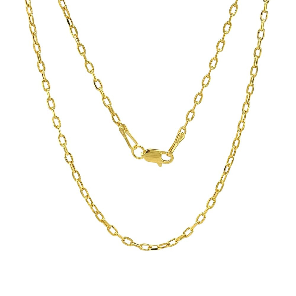 JEWELHEART 14K Real Gold Link Chain Necklace - 0.65mm 0.8mm 0.95mm 2mm Diamond Cut Cable Chain - Dainty 10K Yellow Gold Necklace For Men Women with Lobster Clasp 14-24"