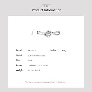 Santuzza 10K Solid Gold Genuine Diamond Dainty Twisted Stacking Ring for Women