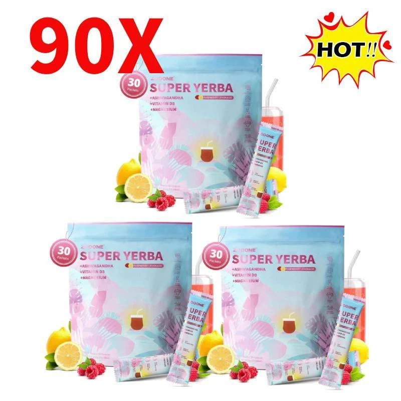 ZOOONE Super Yerba Mate Instant Tea Powder | RASPBERRY LEMONADE Flavor-90 X