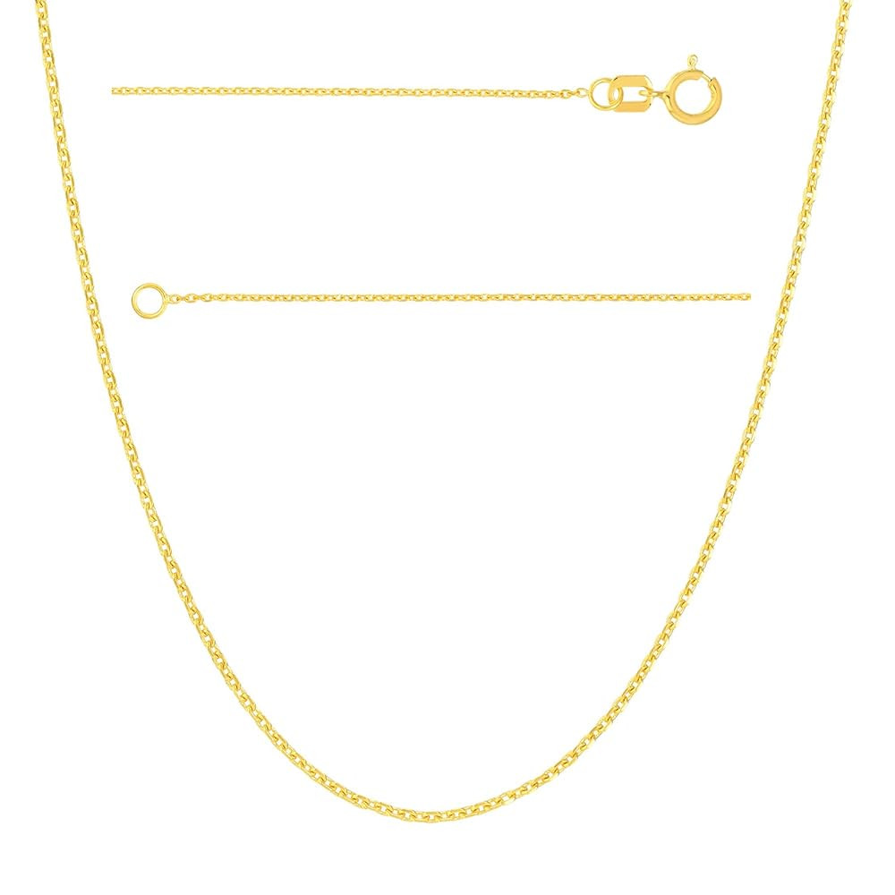 JEWELHEART 14K Real Gold Link Chain Necklace - 0.65mm 0.8mm 0.95mm 2mm Diamond Cut Cable Chain - Dainty 10K Yellow Gold Necklace For Men Women with Lobster Clasp 14-24"