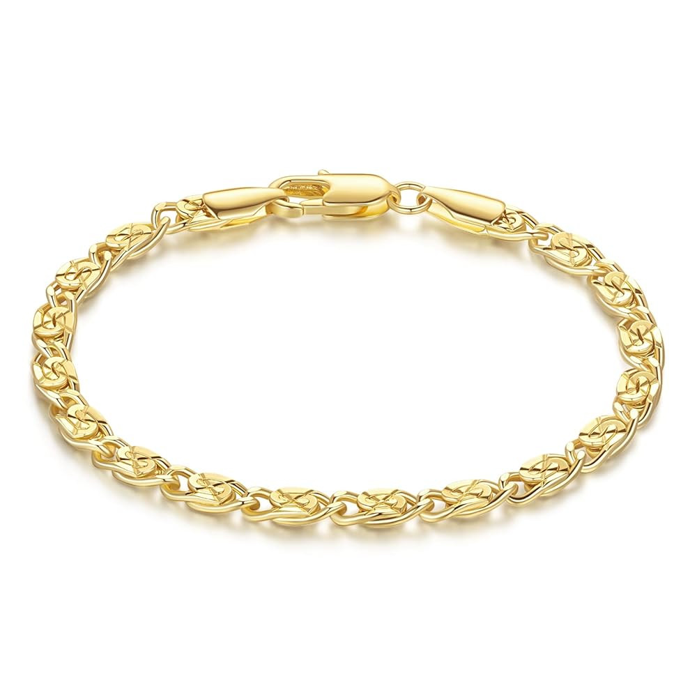 14K Gold Bracelets for Women Dainty Cuban Chain Gold Bracelet for Women 6.5/7/7.5/8/9in