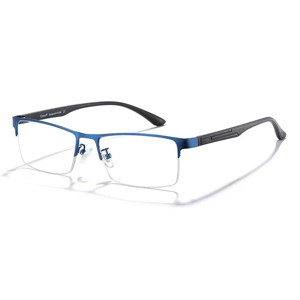 Blue Light Glasses Men Computer Glasses Semi Rim Eyewear Ultralight UV Blocking Glasses for Relieve Digital Eye Strain, Dry Eyes, Headaches, and Blurry Vision