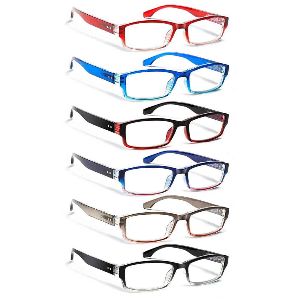 JOSCHOO 6 Pack Computer Reading Glasses for Women and Men with Comfortable Spring Hinges for Men and Womens Readers