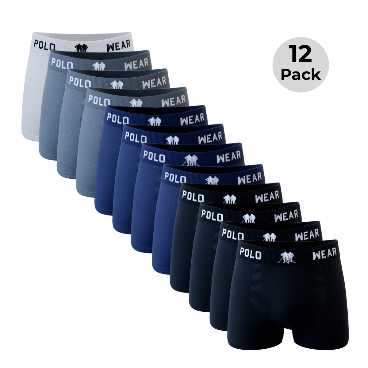 Polo Wear Men's Boxer Briefs Pack 12 Underwear Low Rise Trunks Multicolor