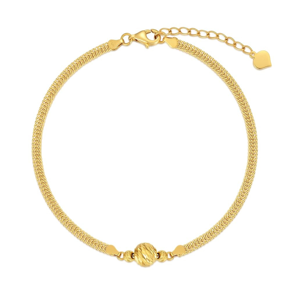 18K Real Gold Bracelets for Women, Delicate Gold Italian Link Chain bracelets Jewelry Anniversary Birthday Gifts for Mom, Wife