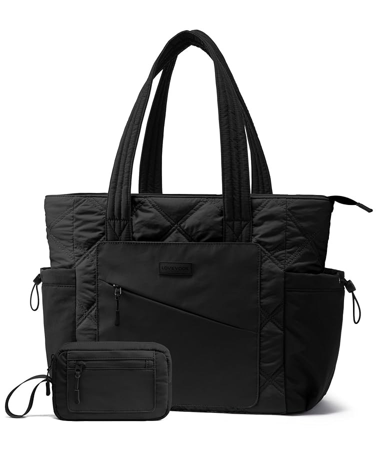 LOVEVOOK Tote Bag for Women, Puffer Bag and Work Bags with Zipper for Travel, Daily, School, Quilted Nurse Shoulder