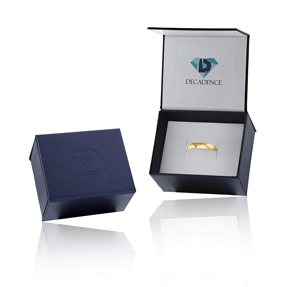 DECADENCE 10K or 14K Yellow & White Gold 3mm Polished Plain Wedding Band, Size 4-12