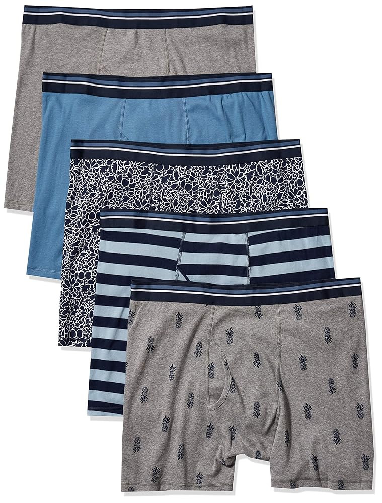 Amazon Essentials Men's Underwear Boxer Briefs, Comfortable Cotton, Tag-Free, Pack of 5