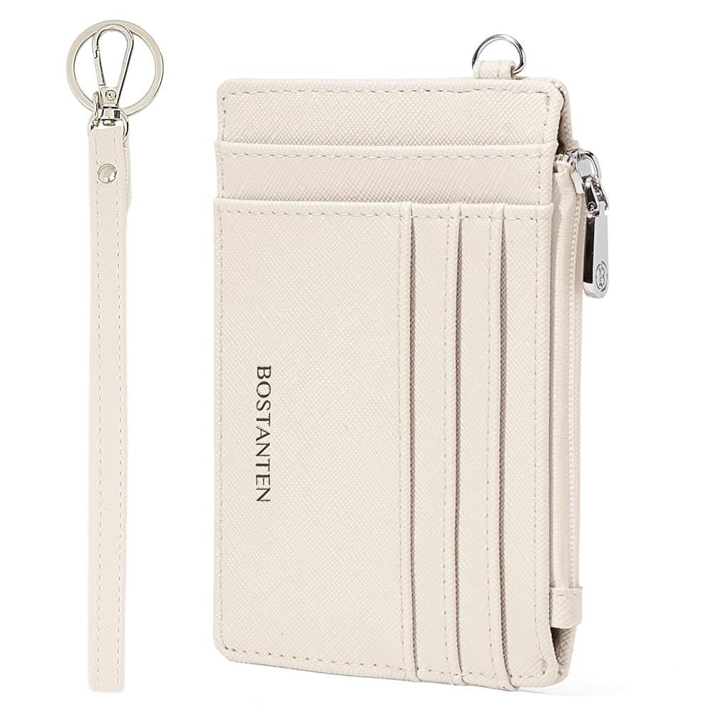 BOSTANTEN Small Wallet For Women RFID Leather Credit Card Holder Slim Wristlet Keychain Wallet With Zipper Pocket
